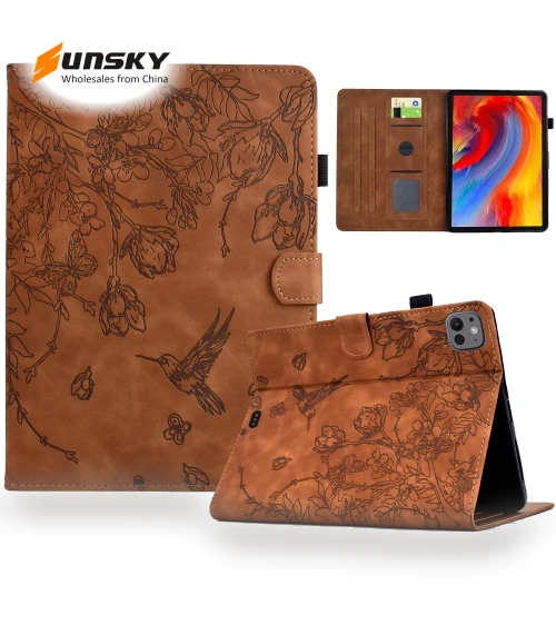 Flowers and Bird Embossed Smart Leather Tablet Case for iPad Pro 11 2024 — Keyboard Cases