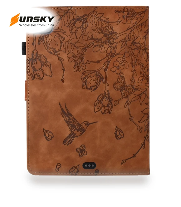 Flowers and Bird Embossed Smart Leather Tablet Case for iPad Pro 11 2024 — Keyboard Cases