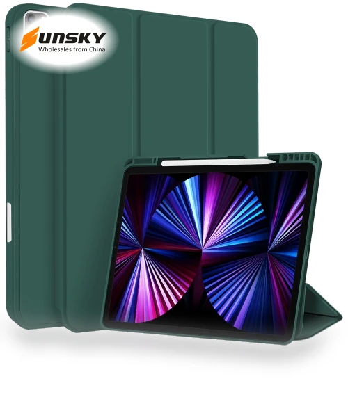 3-fold TPU Smart Leather Tablet Case with Pen Slot for iPad Pro 11 — Keyboard Cases