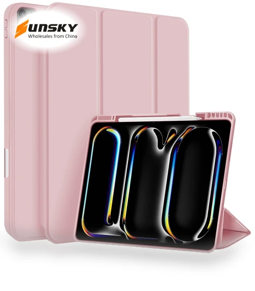 3-fold TPU Smart Leather Tablet Case for iPad Pro 13 2024 with Pen Slot — Protective Cases