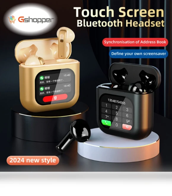 TWS Bluetooth Earphone with LCD Touch Screen, 8GB Memory, ENC HD Calls, Low Latency — Audio Gear