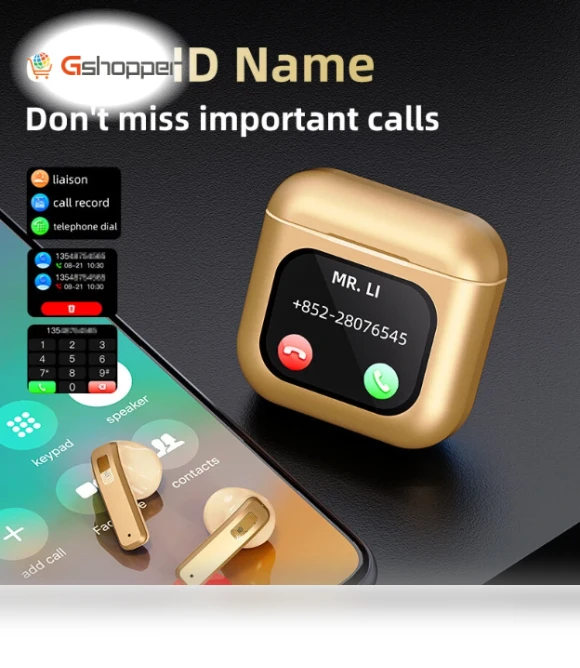 TWS Bluetooth Earphone with LCD Touch Screen, 8GB Memory, ENC HD Calls, Low Latency — Audio Gear