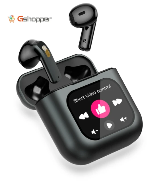 TWS Bluetooth Earphone with LCD Touch Screen, 8G Memory, ENC HD Calls, Low Latency — Bluetooth Headsets