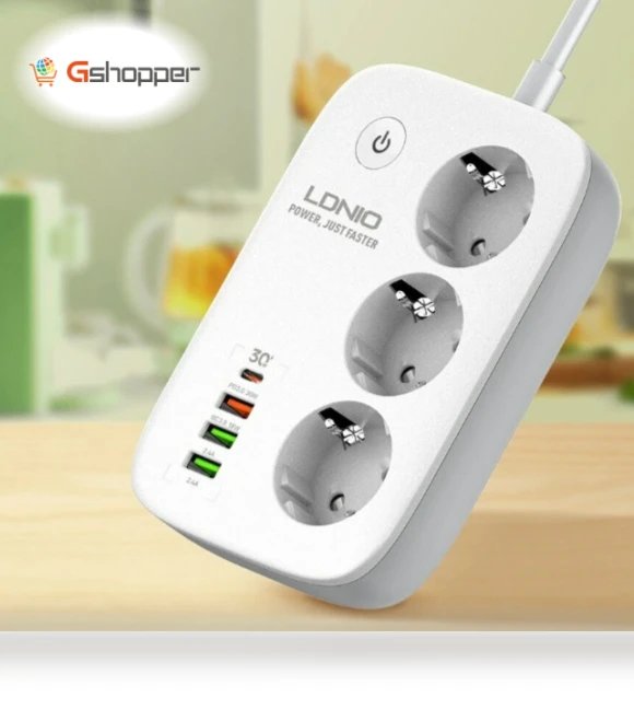 Smart WiFi Power Strip Extension Cable with 3 EU Plug and 4 USB Ports — Multi-Outlets, LDNIO