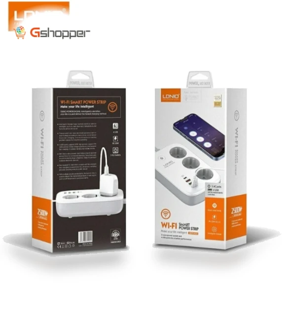 Smart WiFi Power Strip Extension Cable with 3 EU Plug and 4 USB Ports — Multi-Outlets, LDNIO