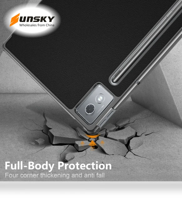 3-folding Leather Smart Tablet Case for Lenovo Tab P12 12.7 — Protective Cases, Lenovo
