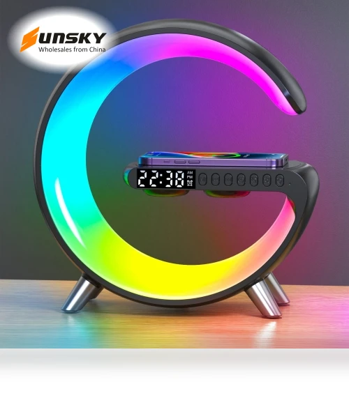 Smart Bluetooth Speaker with Wireless Charger, Alarm Clock & Ambient Light — Clock Radios