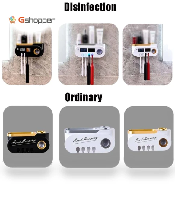 Smart UV Toothbrush Sterilizer - Wall Mounted Holder Set — Toothbrush Holders