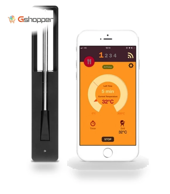 Wireless Bluetooth Smart Food Oven Thermometer — Grill Thermometers, BBQ Kitchen