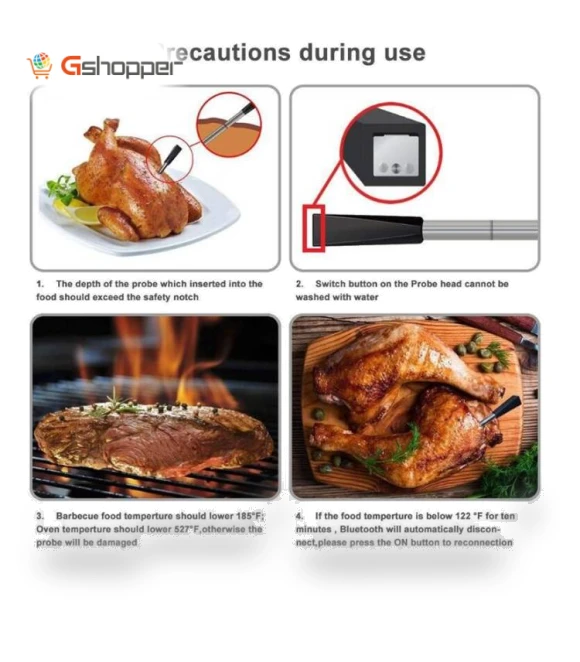 Wireless Bluetooth Smart Food Oven Thermometer — Grill Thermometers, BBQ Kitchen