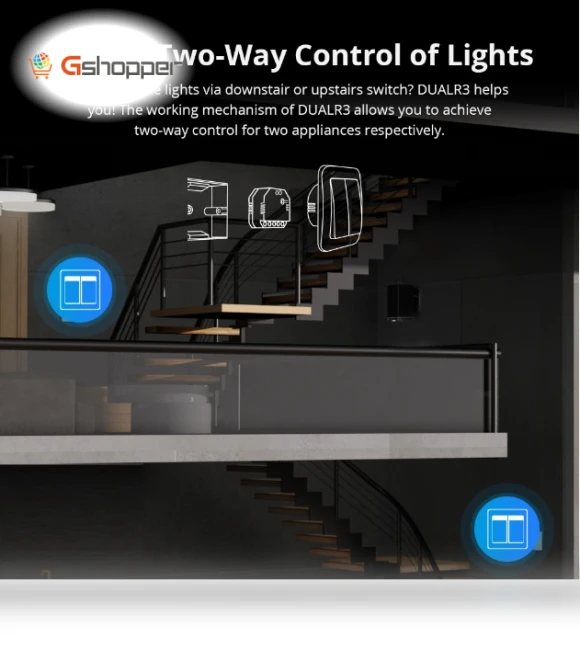 Smart WiFi Dual Switch for Blinds and More with Power Statistics — Dimmer Switches, Sonoff
