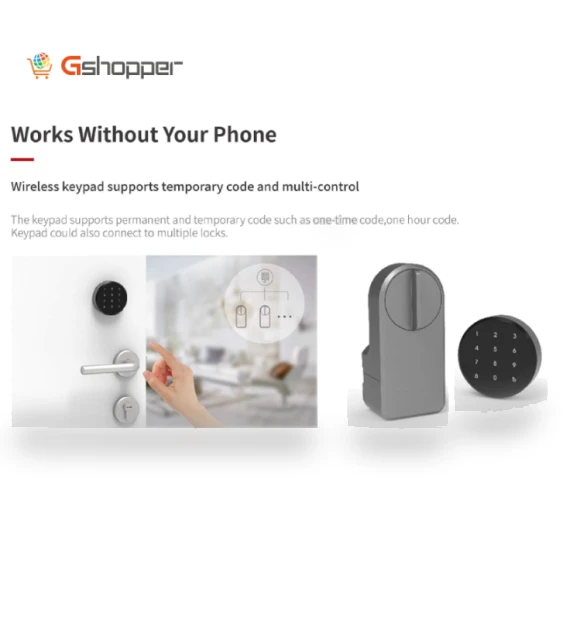 Smart Door Lock with Password Entry, Wireless Connectivity — Smart Home Security, Tuya