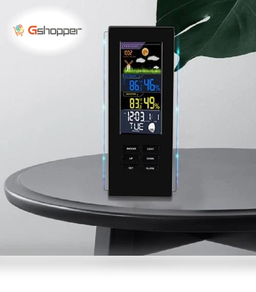 Colorful Screen Indoor Outdoor Temperature Humidity Meter Barometer Smart Digital Clock — Weather Monitoring Clocks