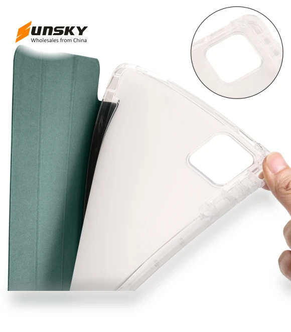 3-fold Clear TPU Smart Leather Tablet Case with Pen Slot for Xiaomi Pad 7/7 Pro — Keyboard Cases, Xiaomi
