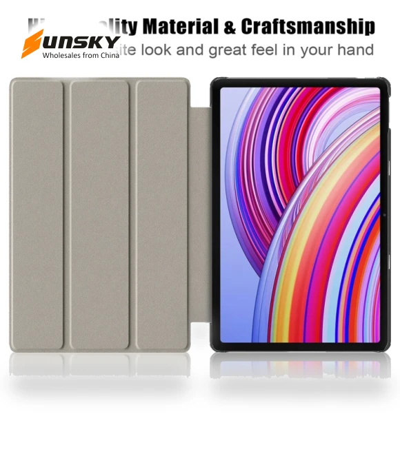 3-Fold Stand Leather Smart Tablet Case for Xiaomi Redmi Pad Pro 12.1 — Protective Cases, Xiaomi