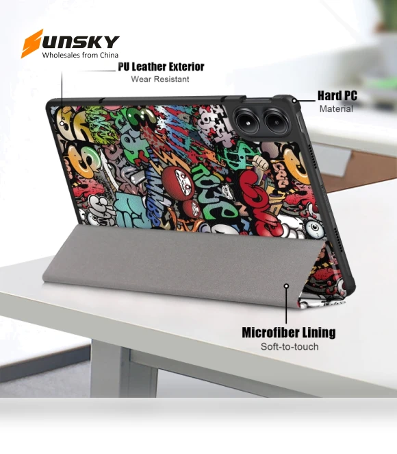 3-Fold Stand Leather Smart Tablet Case for Xiaomi Redmi Pad Pro 12.1 — Protective Cases, Xiaomi