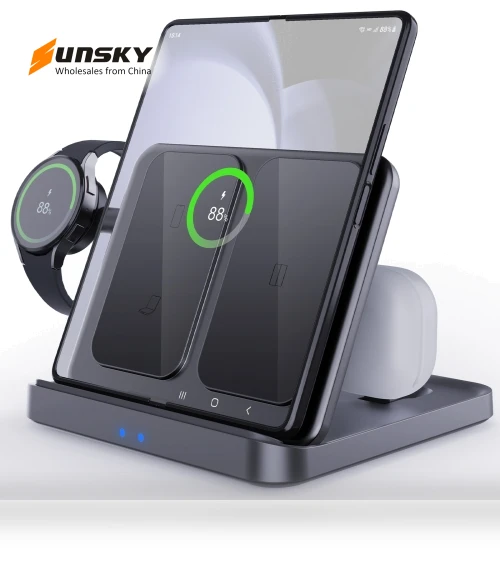 3-in-1 Wireless Charging Station for Samsung Galaxy Z Fold, Earphones & Smart Watches — Smartwatch Charging Solutions, Samsung
