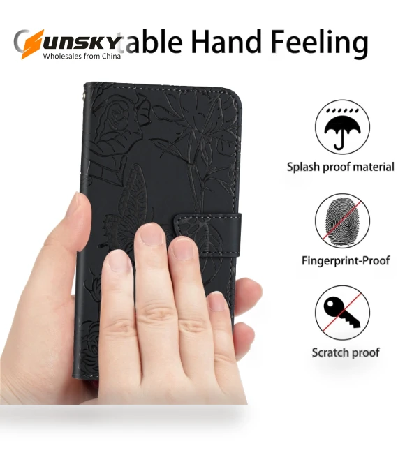 Skin Feel Butterfly Embossed Flip Leather Phone Case — Flip Cases, Honor