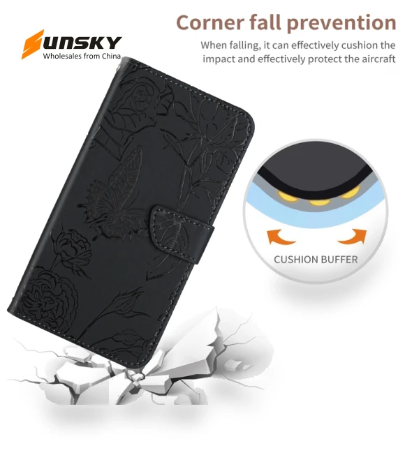 Skin Feel Butterfly Embossed Flip Leather Phone Case — Flip Cases, Honor