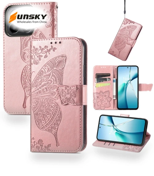 Butterfly Love Flower Embossed Leather Phone Case — Flip Cases, Honor