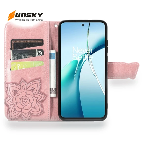 Butterfly Love Flower Embossed Leather Phone Case — Flip Cases, Honor