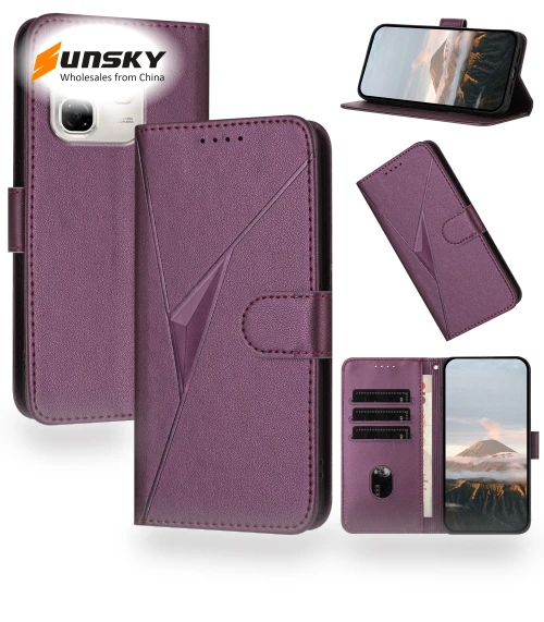 Triangle Pattern Buckle Clasp Leather Phone Case — Basic Cases, Infinix