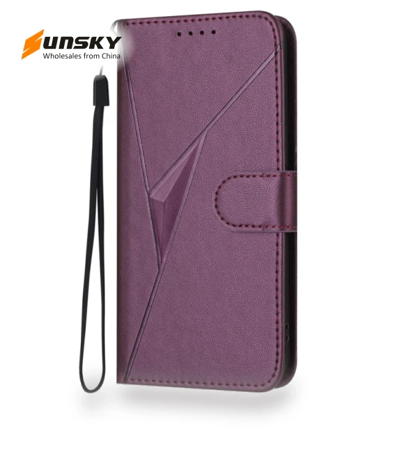 Triangle Pattern Buckle Clasp Leather Phone Case — Basic Cases, Infinix
