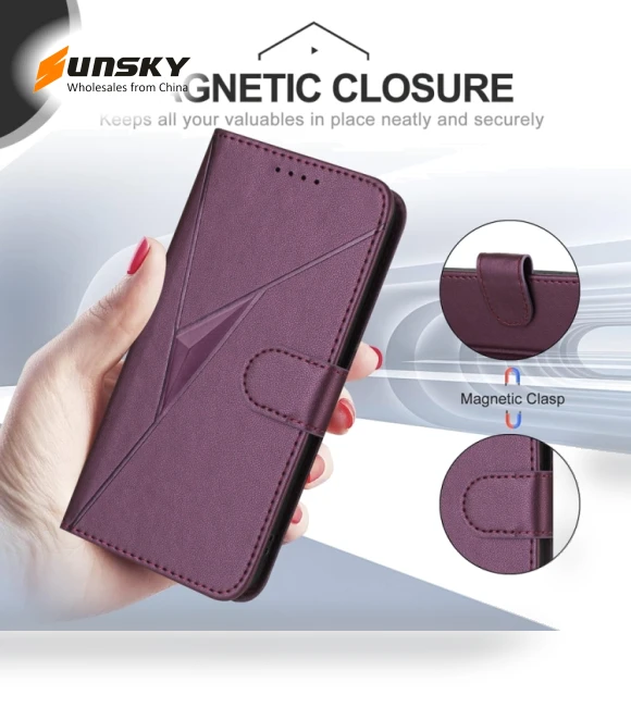 Triangle Pattern Buckle Clasp Leather Phone Case — Basic Cases, Infinix