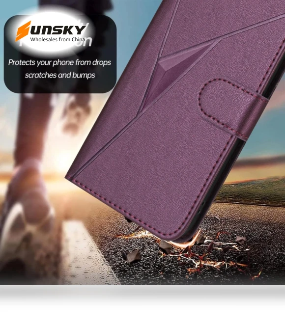 Triangle Pattern Buckle Clasp Leather Phone Case — Basic Cases, Infinix