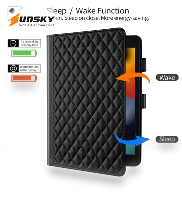 Rhombus Lattice Leather Smart Tablet Case for iPad 10.2/10.5 — Cases