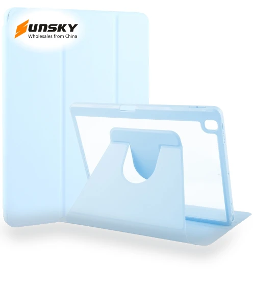 Acrylic TPU 3-folding Rotating Smart Tablet Leather Case for iPad 10.2 — Protective Cases, GEBEI