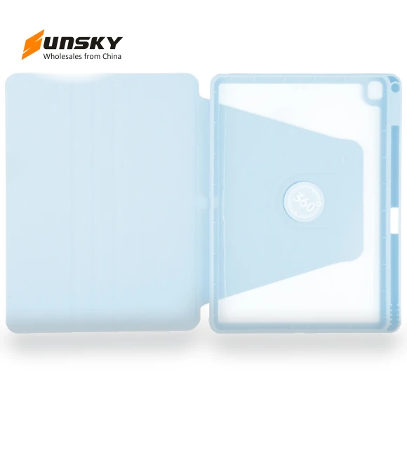 Acrylic TPU 3-folding Rotating Smart Tablet Leather Case for iPad 10.2 — Protective Cases, GEBEI