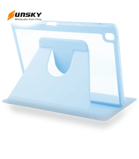 Acrylic TPU 3-folding Rotating Smart Tablet Leather Case for iPad 10.2 — Protective Cases, GEBEI