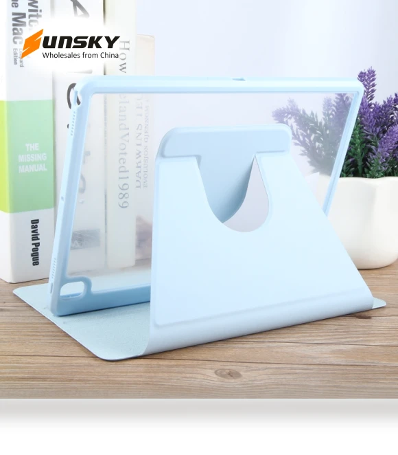 Acrylic TPU 3-folding Rotating Smart Tablet Leather Case for iPad 10.2 — Protective Cases, GEBEI