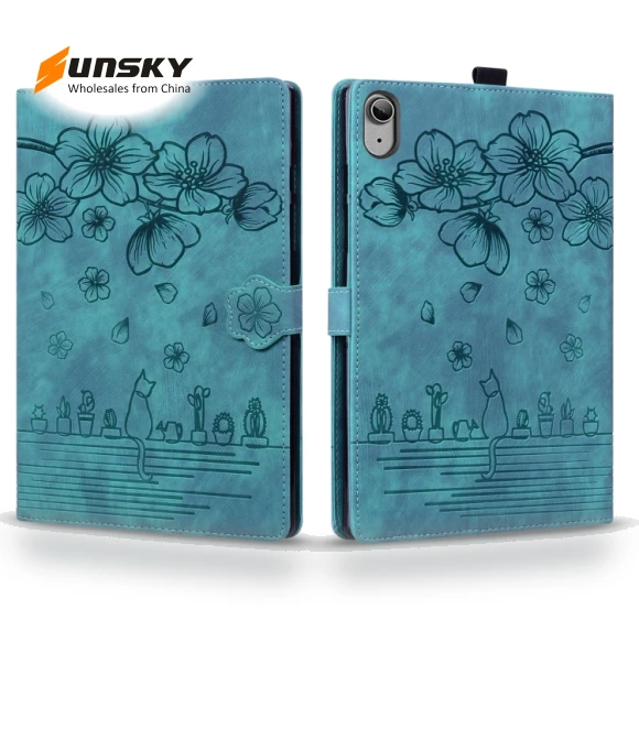 Cartoon Sakura Cat Embossed Smart Leather Tablet Case for iPad 10th Gen 10.9 2022 — Protective Cases