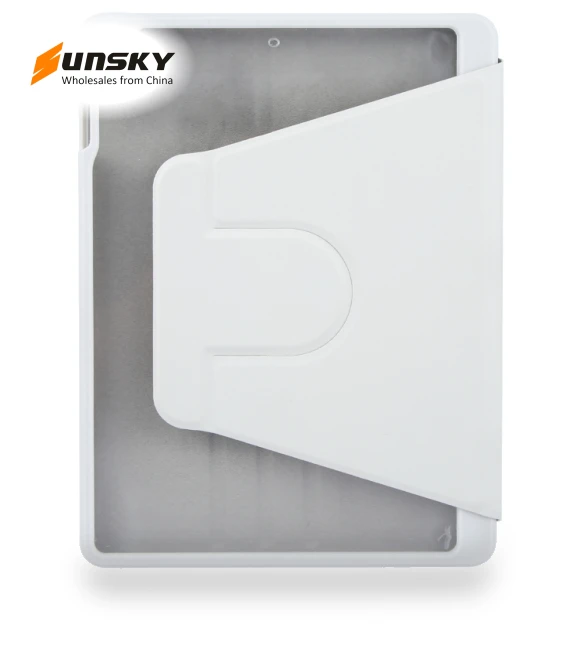Acrylic TPU 3-folding Rotating Smart Tablet Leather Case with Pen Slot — Protective Cases, GEBEI