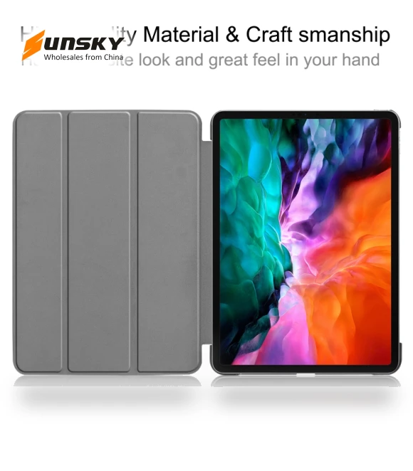 3-folding Smart Leather Tablet Case for iPad Air 13 2024 / Pro 12.9 2022 — Keyboard Cases
