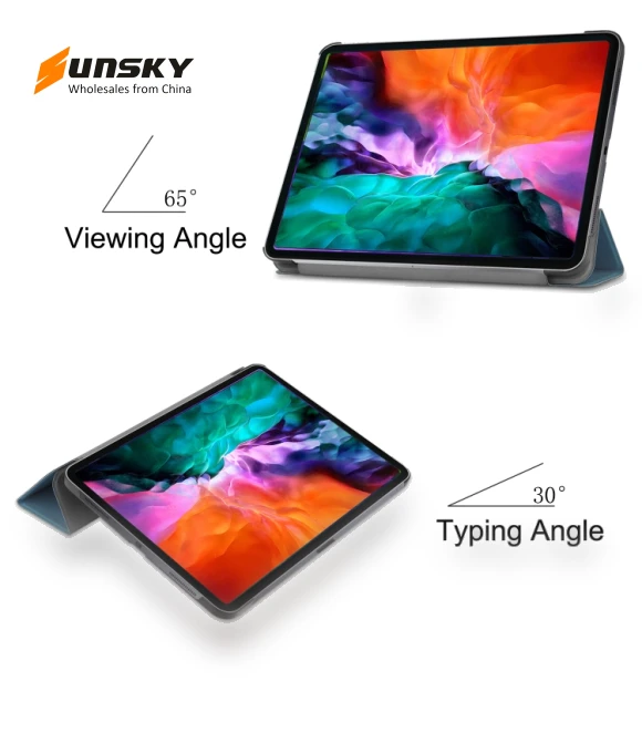 3-folding Smart Leather Tablet Case for iPad Air 13 2024 / Pro 12.9 2022 — Keyboard Cases