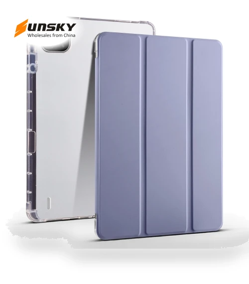 3-fold Clear TPU Smart Leather Tablet Case with Pen Slot for iPad Air 13 2024 — Keyboard Cases