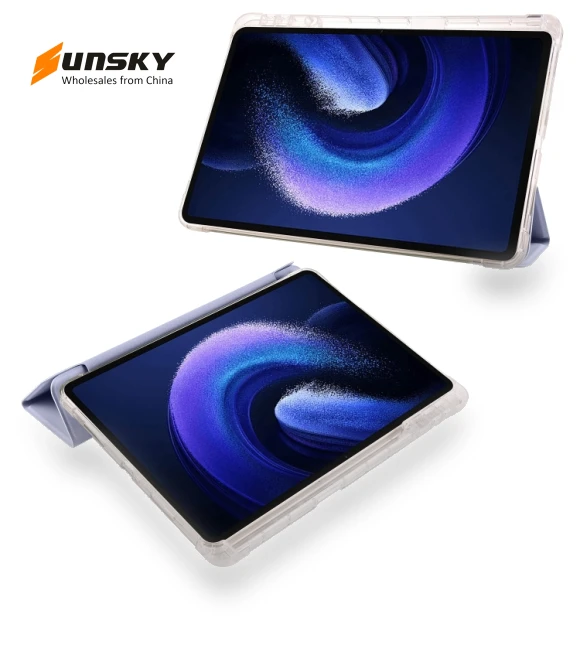 3-fold Clear TPU Smart Leather Tablet Case with Pen Slot for iPad Air 13 2024 — Keyboard Cases