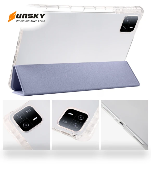 3-fold Clear TPU Smart Leather Tablet Case with Pen Slot for iPad Air 13 2024 — Keyboard Cases