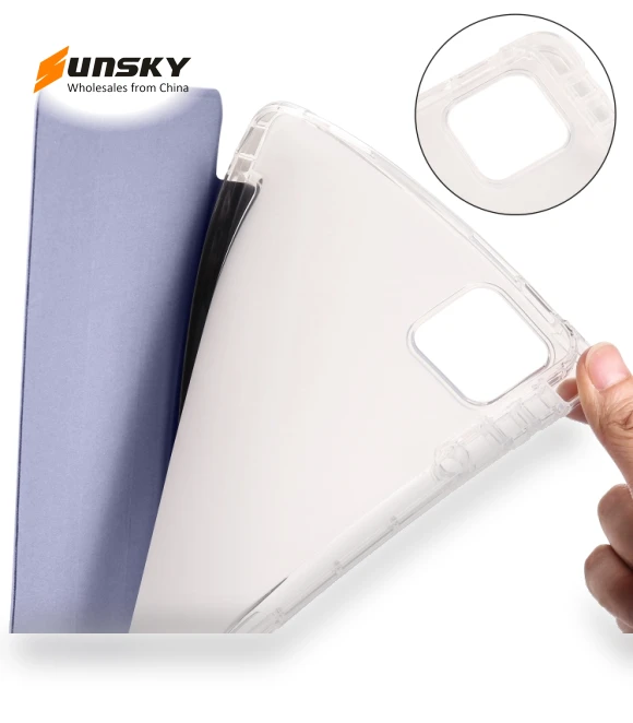 3-fold Clear TPU Smart Leather Tablet Case with Pen Slot for iPad Air 13 2024 — Keyboard Cases