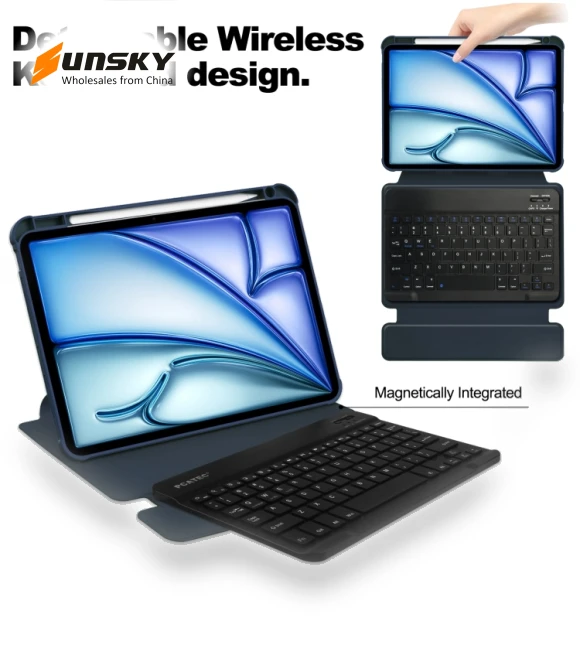 Transparent Rotation Smart Leather Tablet Case with Keyboard for iPad Air 13 2024 — Keyboard Cases