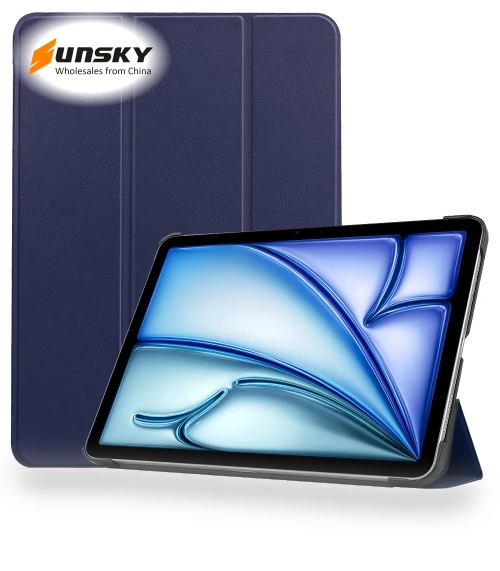 3-Fold Holder Smart Leather Tablet Case for iPad Air 13 2024 — Keyboard Cases, Custer