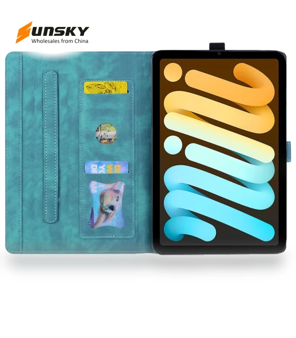 Cartoon Sakura Cat Embossed Smart Leather Tablet Case for iPad mini 6 / mini 2024 — Keyboard Cases