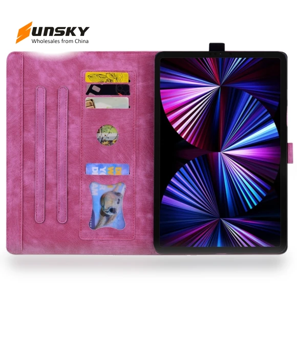 Cartoon Sakura Cat Embossed Smart Leather Tablet Case for iPad Pro 11 2022 / Air 10.9 2022 — Keyboard Cases