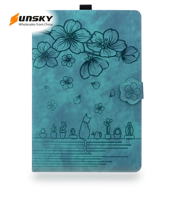 Cartoon Sakura Cat Embossed Smart Leather Tablet Case for iPad Pro 11 2024 — Keyboard Cases