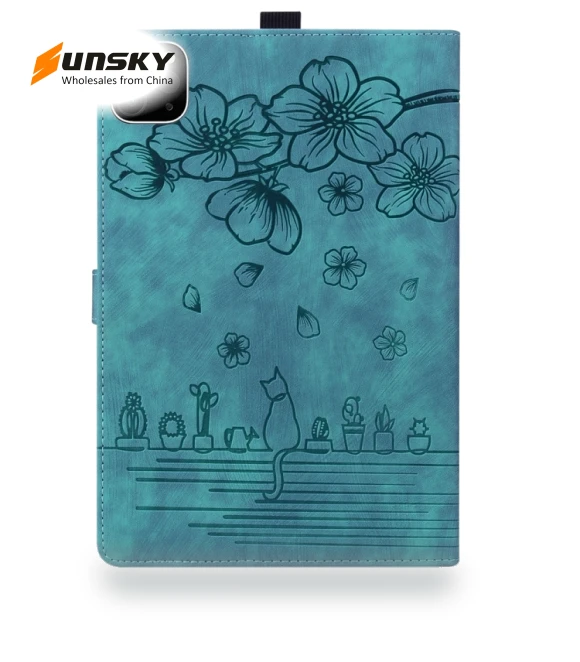 Cartoon Sakura Cat Embossed Smart Leather Tablet Case for iPad Pro 11 2024 — Keyboard Cases