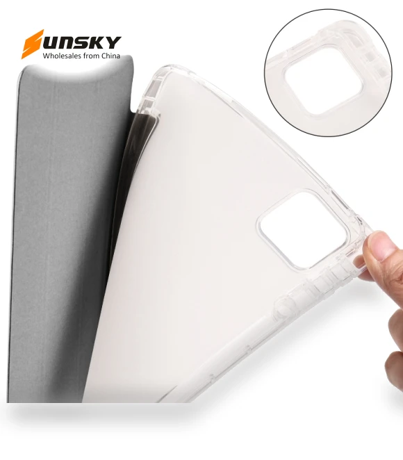 3-fold Clear TPU Smart Leather Tablet Case for iPad Pro 11 2024 with Pen Slot — Keyboard Cases