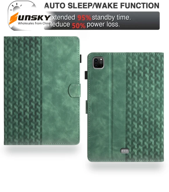 Building Blocks Embossed Leather Smart Tablet Case for iPad Pro 11 2024 — Keyboard Cases